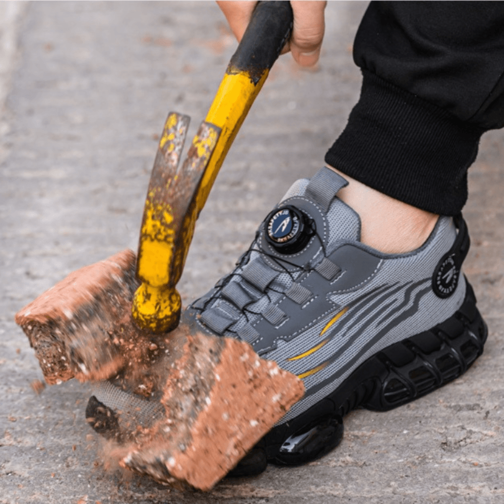 "Orthopädische Arbeitsschuhe mit breiter Zehenbox und anatomischer Unterstützung, ideal für Komfort und Sicherheit im Job."