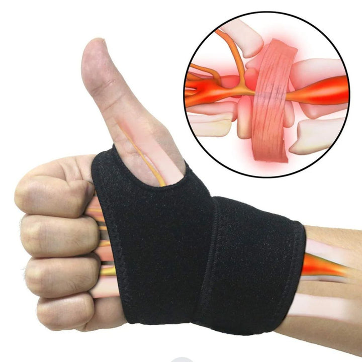 Orthopädische Handgelenkstütze verstellbar, beige, mit Stahlschiene und Daumenschlaufe für Stabilität und Schmerzlinderung.