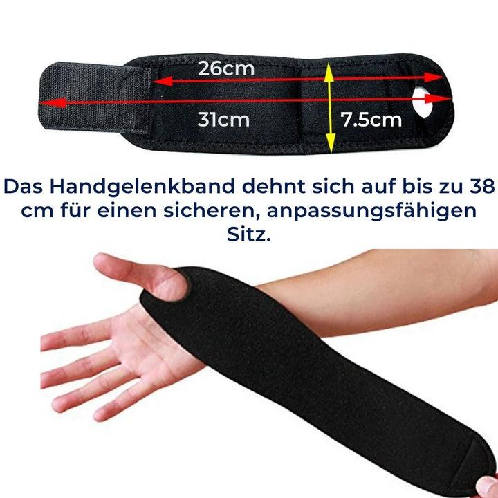Orthopädische Handgelenkstütze verstellbar, beige, mit Stahlschiene und Daumenschlaufe für Stabilität und Schmerzlinderung.