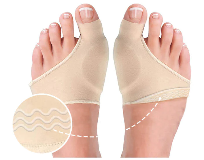 "Orthopädischer Zehenspreizer in Beige, schlankes Design zur Hallux Valgus Korrektur und Schmerzlinderung"