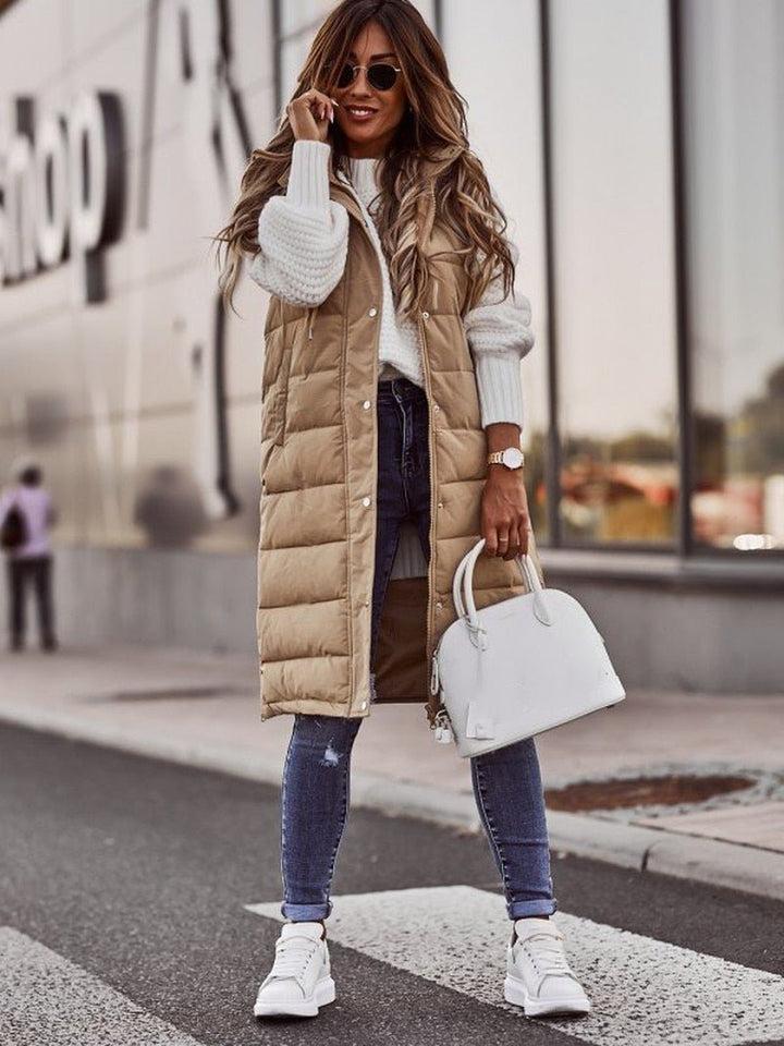 Damen Langer Steppweste - Elegant & Vielseitig