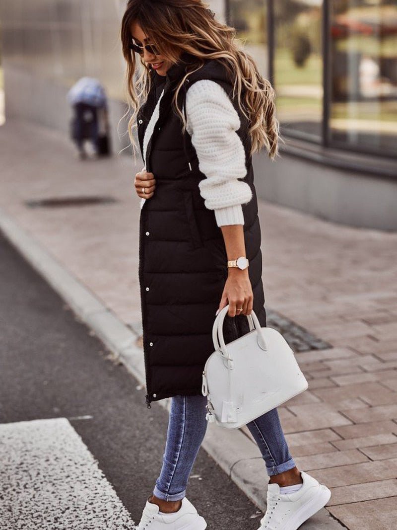 Damen Langer Steppweste - Elegant & Vielseitig
