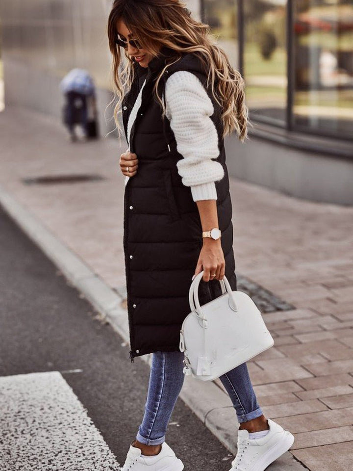 Damen Langer Steppweste - Elegant & Vielseitig