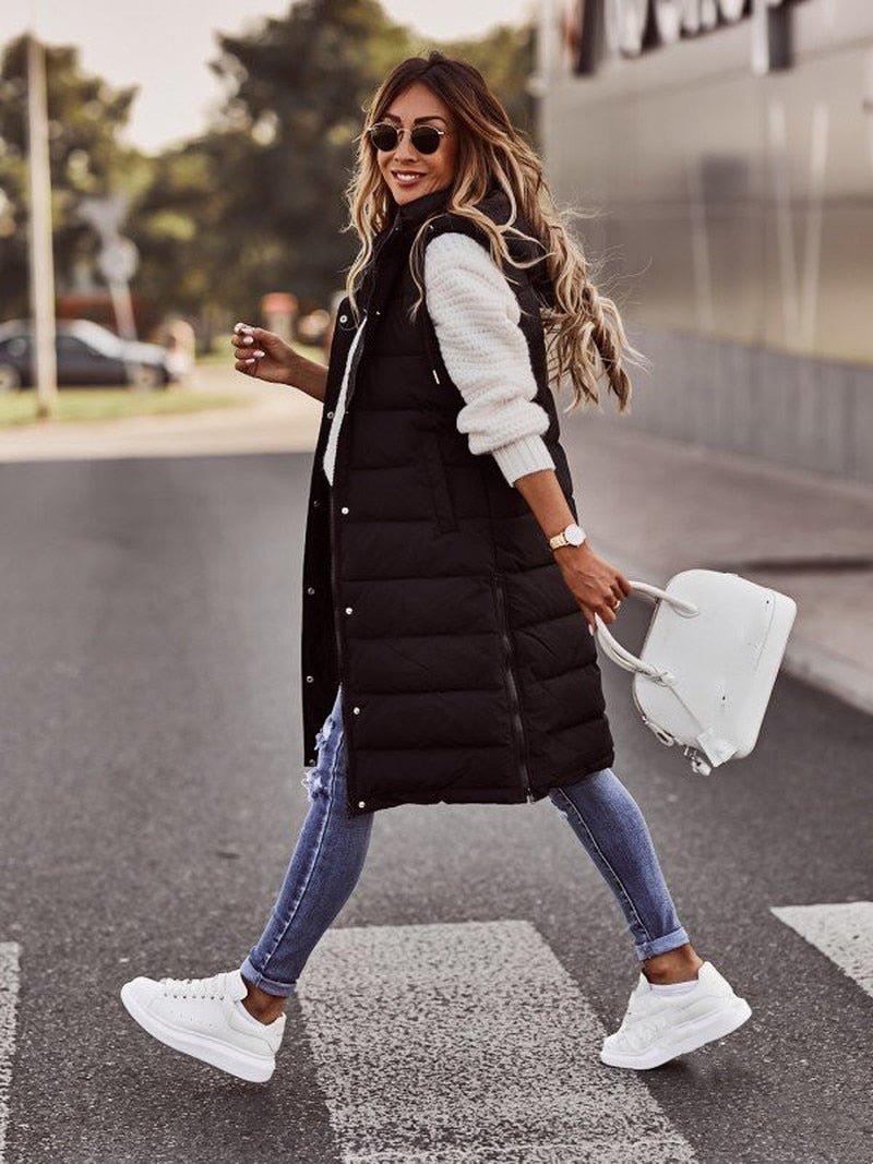 Damen Langer Steppweste - Elegant & Vielseitig