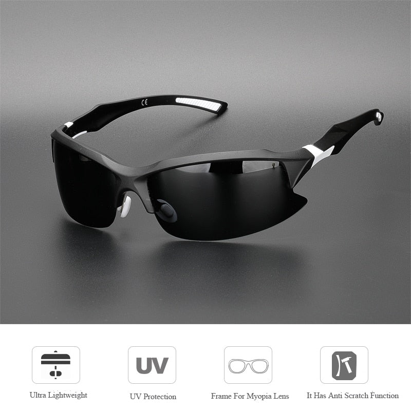 Polarisierte Fahrradbrillen für Herren, UV 400 Schutz, leichter Rahmen, ideal für Outdoor-Sportarten.