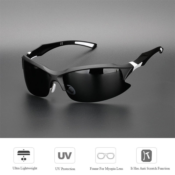Polarisierte Fahrradbrillen für Herren, UV 400 Schutz, leichter Rahmen, ideal für Outdoor-Sportarten.