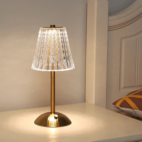 Goldene Kristall-Tischlampe mit Berührungssteuerung