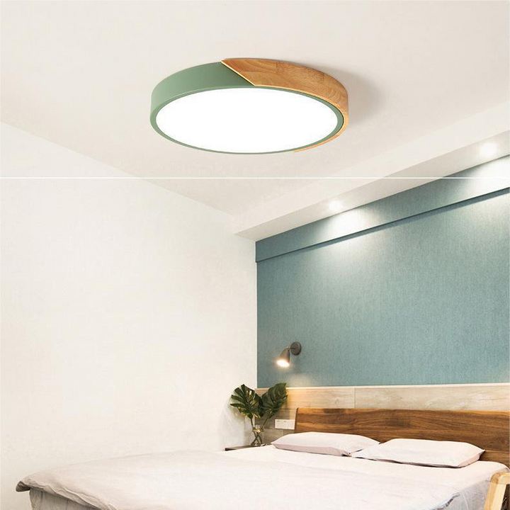 Nordische Holz-Macaroon LED-Deckenleuchte für Wohnräume