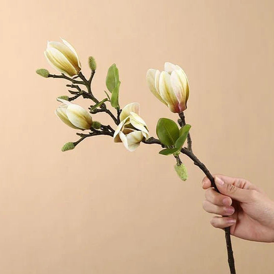 Realistische künstliche Magnolienzweige aus Seide, elegante Dekoration, lebensecht, langanhaltende Schönheit, Home & Garden.
