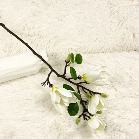 Realistische künstliche Magnolienzweige aus Seide, elegante Dekoration, lebensecht, langanhaltende Schönheit, Home & Garden.