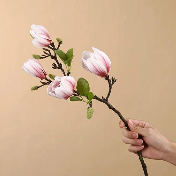 Realistische künstliche Magnolienzweige aus Seide, elegante Dekoration, lebensecht, langanhaltende Schönheit, Home & Garden.