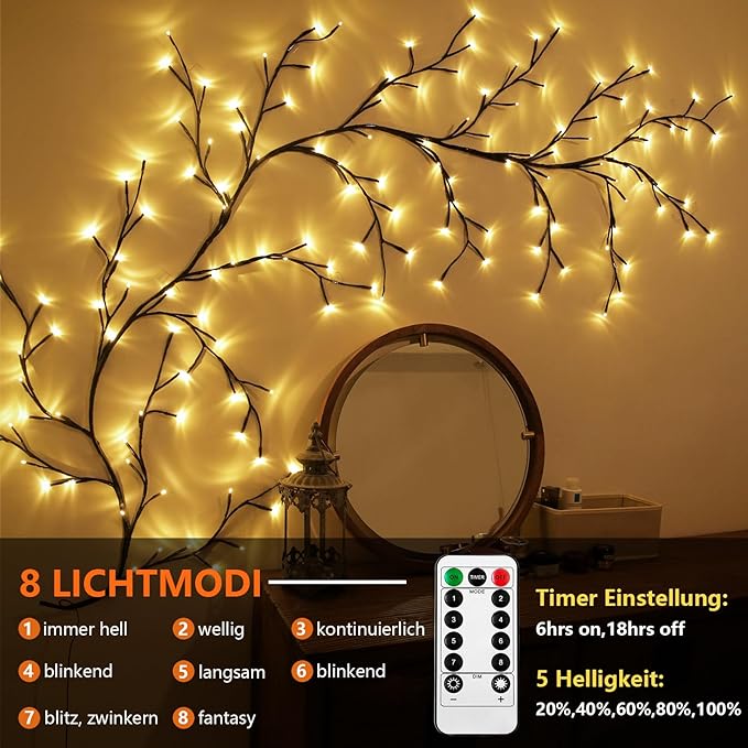 LED Weinreben-Lichterkette für gemütliche Atmosphäre