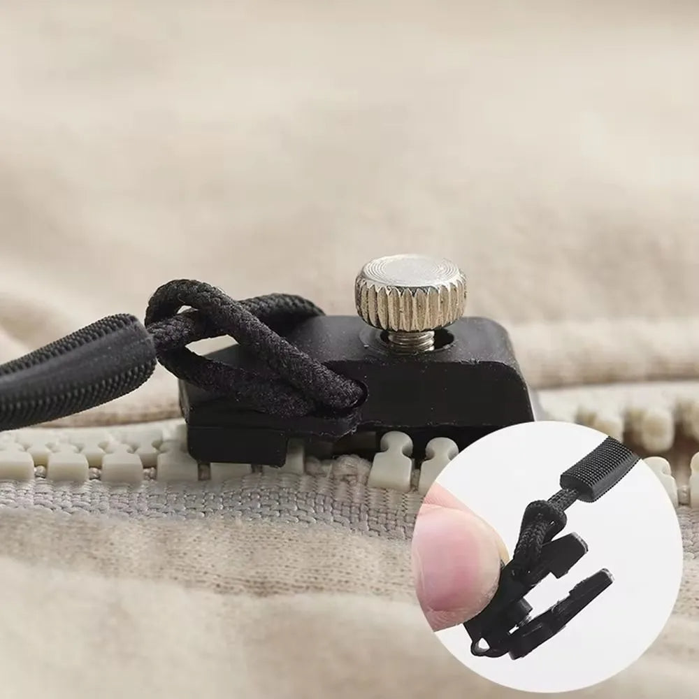 "Reißverschluss Reparatur Kit 6-teilig, silberne und schwarze Werkzeuge für Kleidung und Ausrüstung, vielseitig, robustes Set