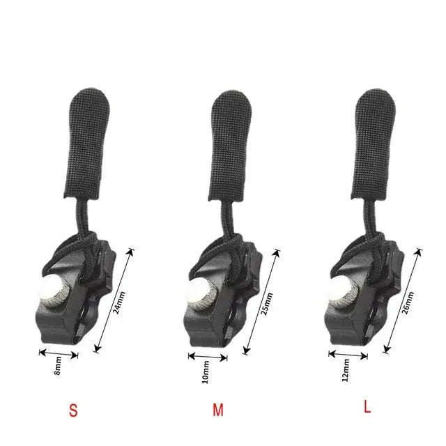 "Reißverschluss Reparatur Kit 6er Pack, graue Clips in verschiedenen Größen auf weißem Hintergrund für einfache Anwendung"