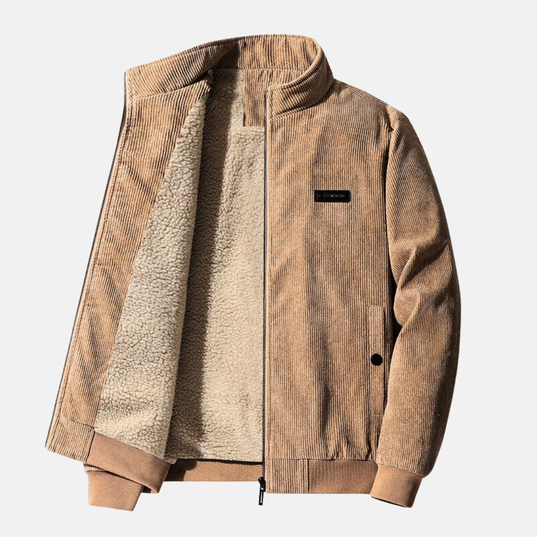 "Retro-Cordjacke Herren, Armeegrün, zeitloser Stil, Baumwollmaterial, perfekte Passform zu Jeans oder Freizeitkleidung."