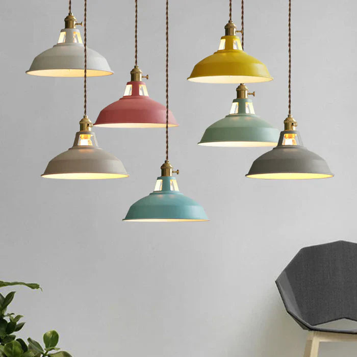 "Retro-Hängelampe im Industrie-Design, Metall, in Grün, mit verstellbarer Kette für Zuhause, ohne Lampe enthalten"