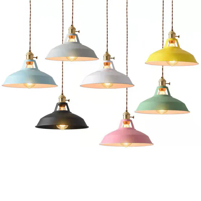 "Retro-Hängelampe im Industrie-Design, Metall, in Grün, mit verstellbarer Kette für Zuhause, ohne Lampe enthalten"