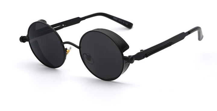 "Retro Herren Sonnenbrille aus Acetat mit UV-Schutz, goldener Rahmen, blaue Gläser, stilvolles und langlebiges Design."