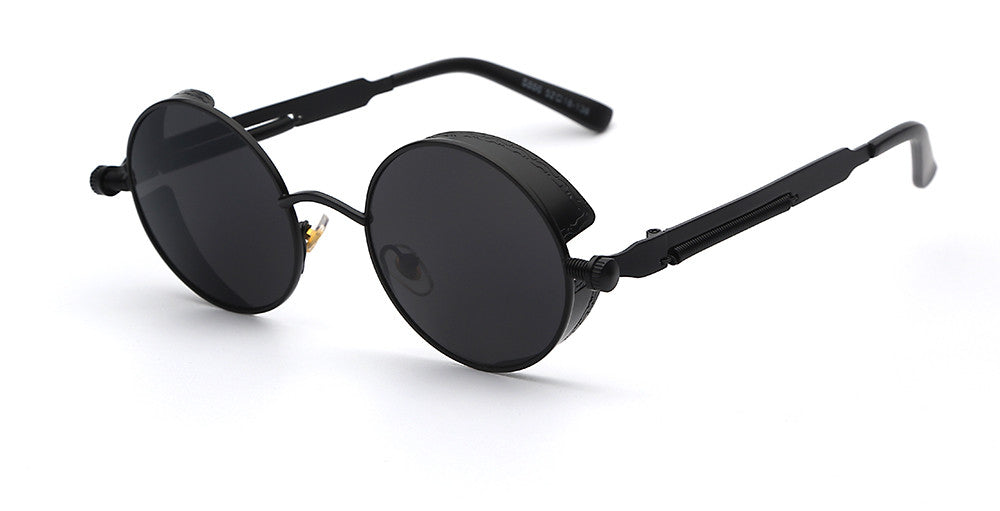 "Retro Herren Sonnenbrille aus Acetat mit UV-Schutz, goldener Rahmen, blaue Gläser, stilvolles und langlebiges Design."