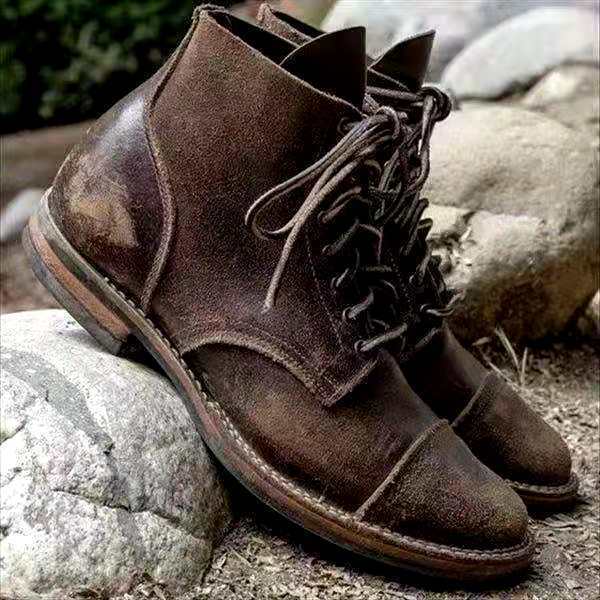 "Retro Herrenstiefel mit Schnürung, robustes Design, zeitloser Stil, elegante Lederschuhe, komfortabel, vielseitig."