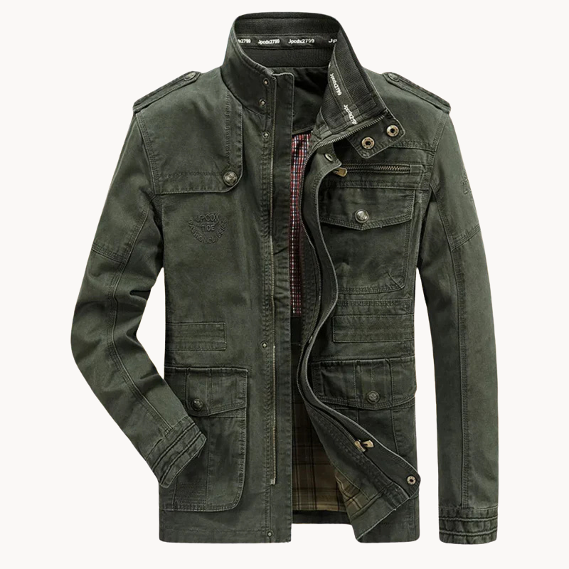 "Robuste Herrenjacke für Alltag, Abenteuer, robustes Material, eleganter Look, praktische Taschen, wetterbeständig"