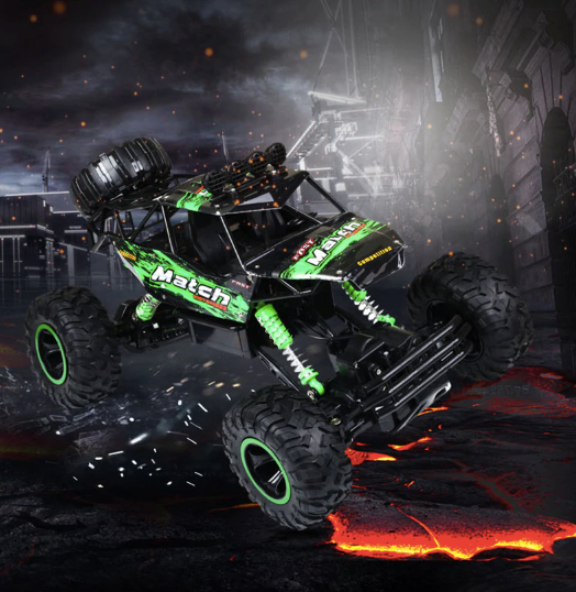 "Robuster RC Monstertruck BeastTrek X4 auf rauem Gelände, mit 4x4-Antrieb und stoßfestem Design, ideal für Offroad Abenteuer.