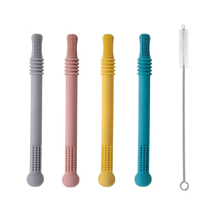 "Sanftes, BPA-freies Silikon Beißröhrchen für Babys, ergonomisch gestaltet für Beruhigung und Zahnungshilfe."