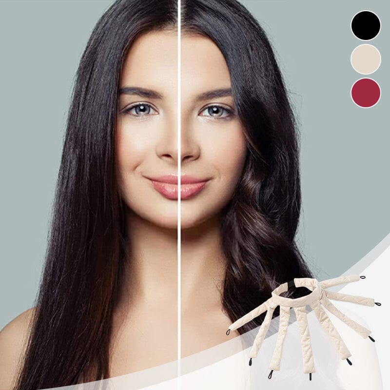 Schonender Lockenstab ohne Hitze, beige Stoff, leuchtend weinrote und schwarze Optionen, für perfekte, gesunde Locken.