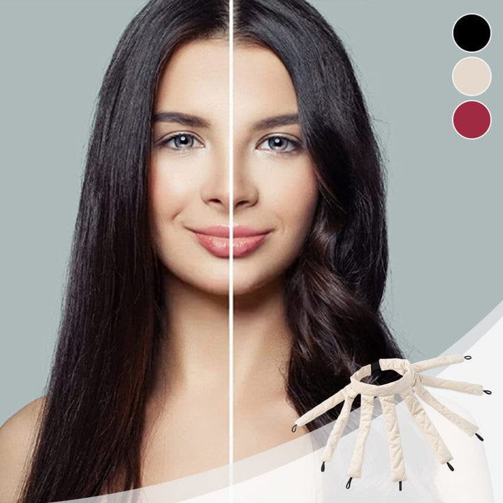 Schonender Lockenstab ohne Hitze, beige Stoff, leuchtend weinrote und schwarze Optionen, für perfekte, gesunde Locken.