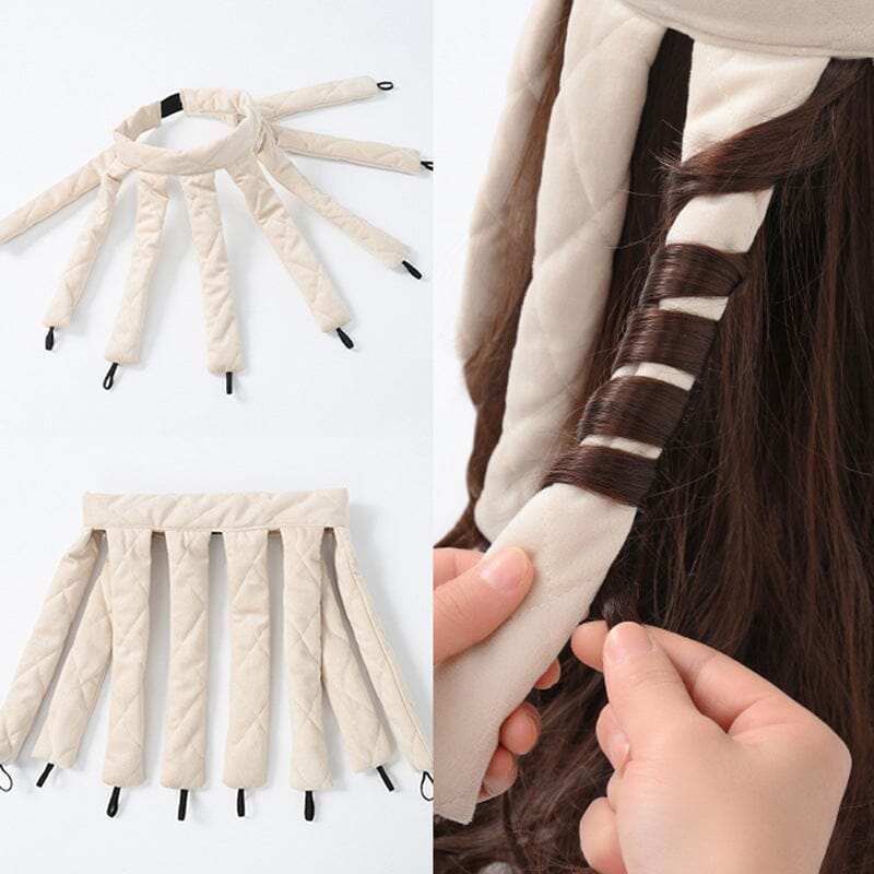 Schonender Lockenstab ohne Hitze, beige Stoff, leuchtend weinrote und schwarze Optionen, für perfekte, gesunde Locken.