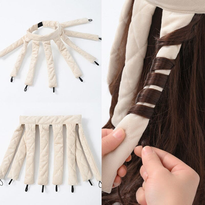 Schonender Lockenstab ohne Hitze, beige Stoff, leuchtend weinrote und schwarze Optionen, für perfekte, gesunde Locken.