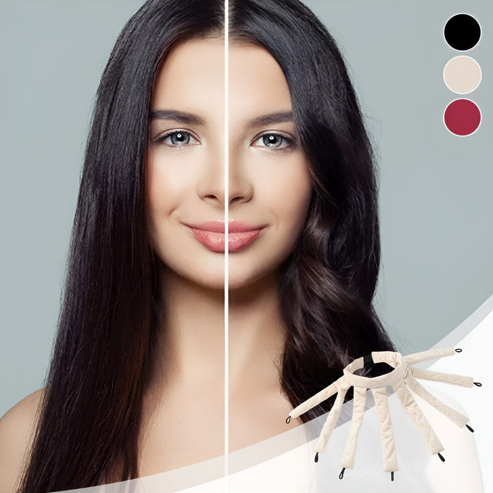 Schonender Lockenstab ohne Hitze, beige Stoff, leuchtend weinrote und schwarze Optionen, für perfekte, gesunde Locken.