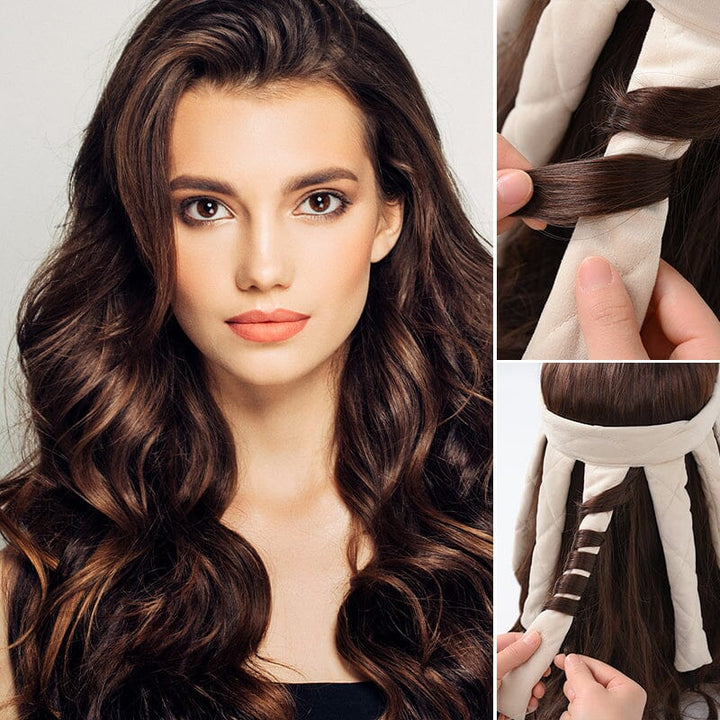 Schonender Lockenstab ohne Hitze, beige Stoff, leuchtend weinrote und schwarze Optionen, für perfekte, gesunde Locken.