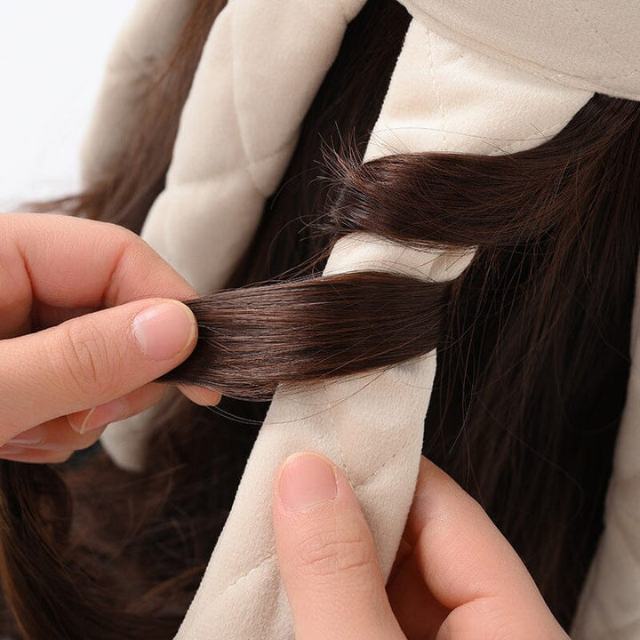 Schonender Lockenstab ohne Hitze, beige Stoff, leuchtend weinrote und schwarze Optionen, für perfekte, gesunde Locken.
