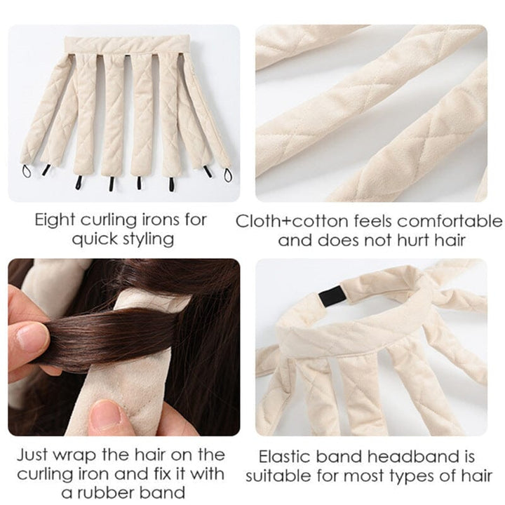 Schonender Lockenstab ohne Hitze, beige Stoff, leuchtend weinrote und schwarze Optionen, für perfekte, gesunde Locken.