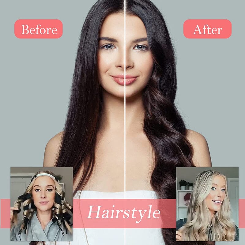 Schonender Lockenstab ohne Hitze, beige Stoff, leuchtend weinrote und schwarze Optionen, für perfekte, gesunde Locken.
