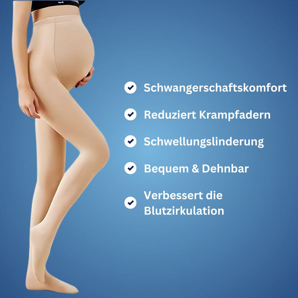 "Schwangerschafts-Kompressionsstrumpfhose, anti-Schwellung, Schwarz, unterstützt Durchblutung, elegantes Design für Komfort."