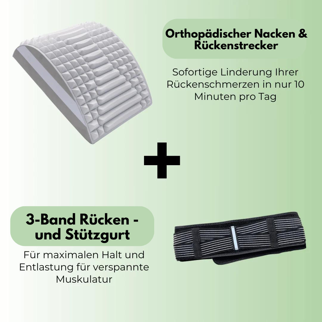 Schwarzer Rücken- & Stützgürtel mit dreifachen Bändern, bietet stabile Unterstützung und lindert effizient Rückenschmerzen.