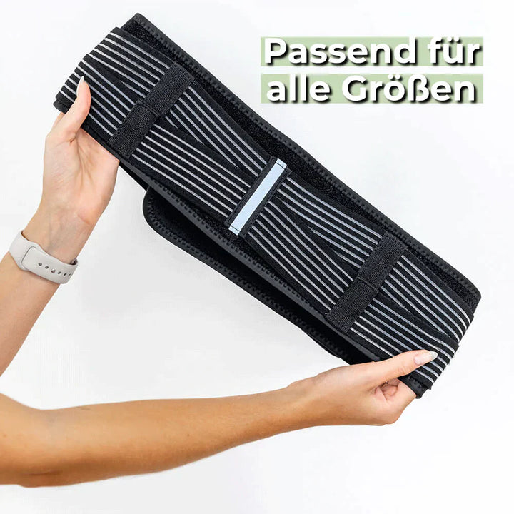 Schwarzer Rücken- & Stützgürtel mit dreifachen Bändern, bietet stabile Unterstützung und lindert effizient Rückenschmerzen.