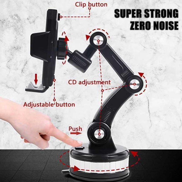"Schwarzer Telefonhalter mit starkem Saugnapf und 360°-Drehfunktion, kompatibel mit Handys bis 3,5 Zoll, robustes Design."