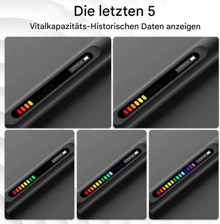 Atemtrainer für Sportler, schwarz, mit LED-Anzeige, Atemmuskeltraining, Vitaldatenanzeige.