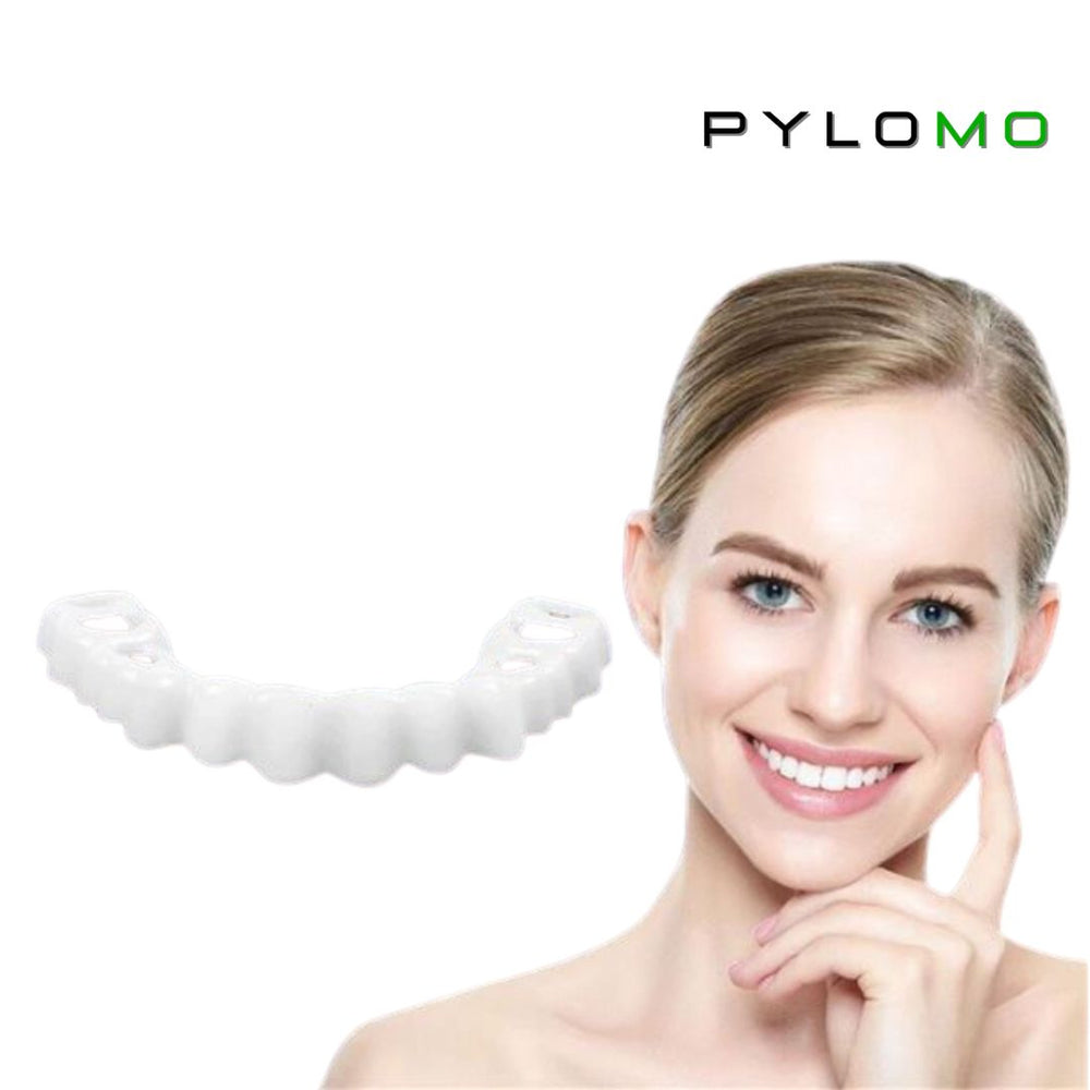 "SnapLock Zahnersatz: Flexibles, weißes Zahnersatz-Set passt perfekt über Zähne, für sicheren Halt und selbstbewusstes Lächel