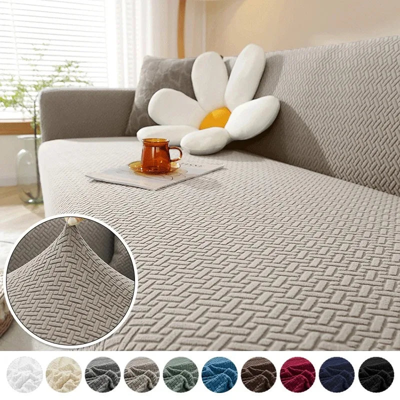 "SofaStyle Premium Sofabezug in Dunkelgrau, elastisch, passt auf alle Sofa-Typen, schützt vor Flecken und Kratzern."