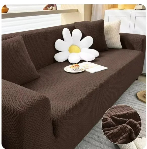 "SofaStyle Premium Sofabezug in Dunkelgrau, elastisch, passt auf alle Sofa-Typen, schützt vor Flecken und Kratzern."