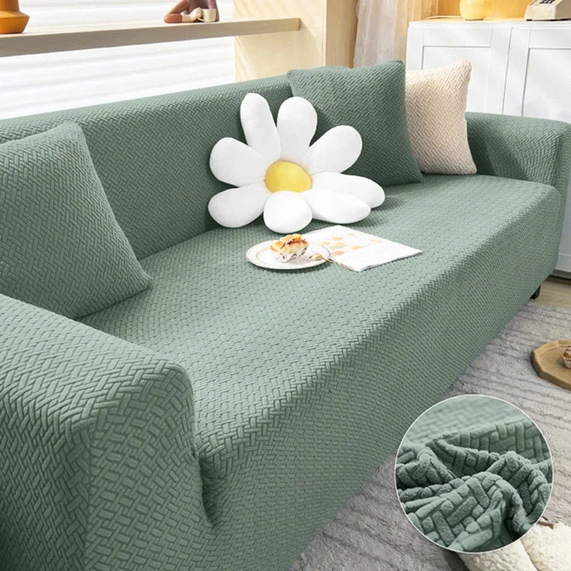 "SofaStyle Premium Sofabezug in Dunkelgrau, elastisch, passt auf alle Sofa-Typen, schützt vor Flecken und Kratzern."
