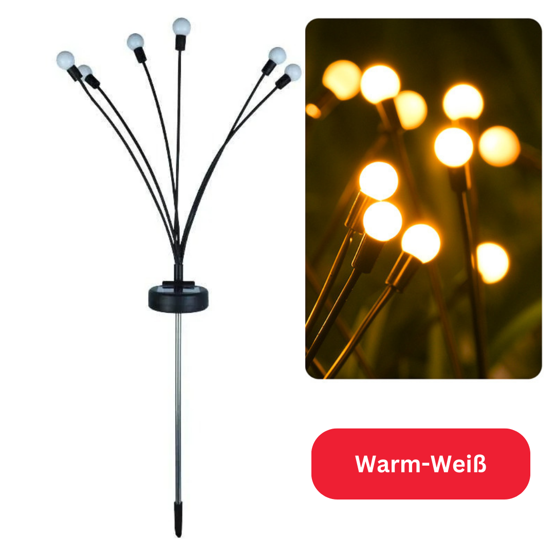 Solar Gartenlichter leuchten warm im Garten, wetterfest und flexibel biegbar, ideal für romantische Außenbeleuchtung.