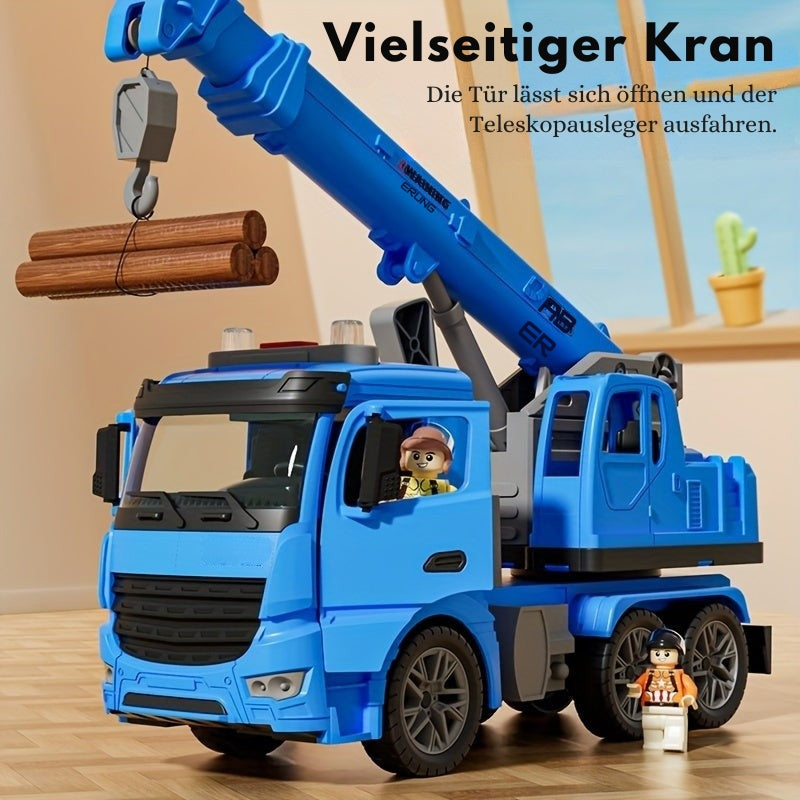Spielzeug-LKW mit beweglichem Kranarm, Sound & Lichtern, inspiriert fantasievolles Spiel, perfekt für kleine Bauarbeiter.
