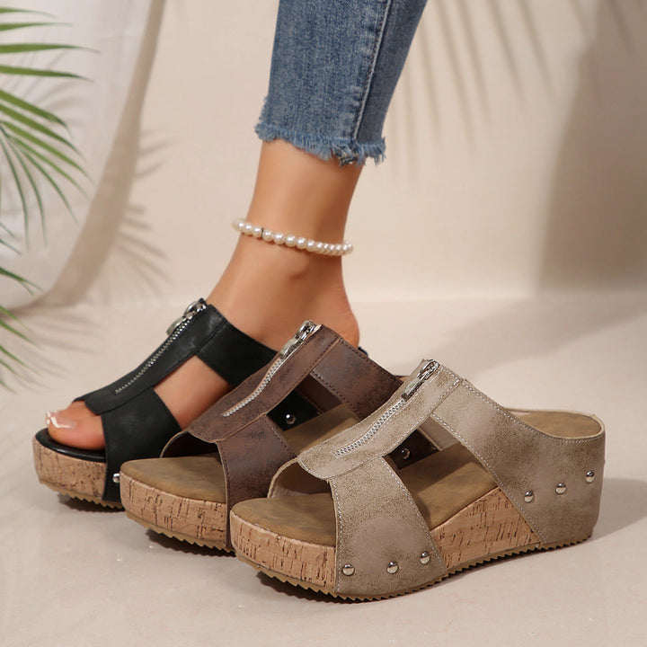 Damen Ortho-Sandalen mit Keilabsatz und offener Spitze