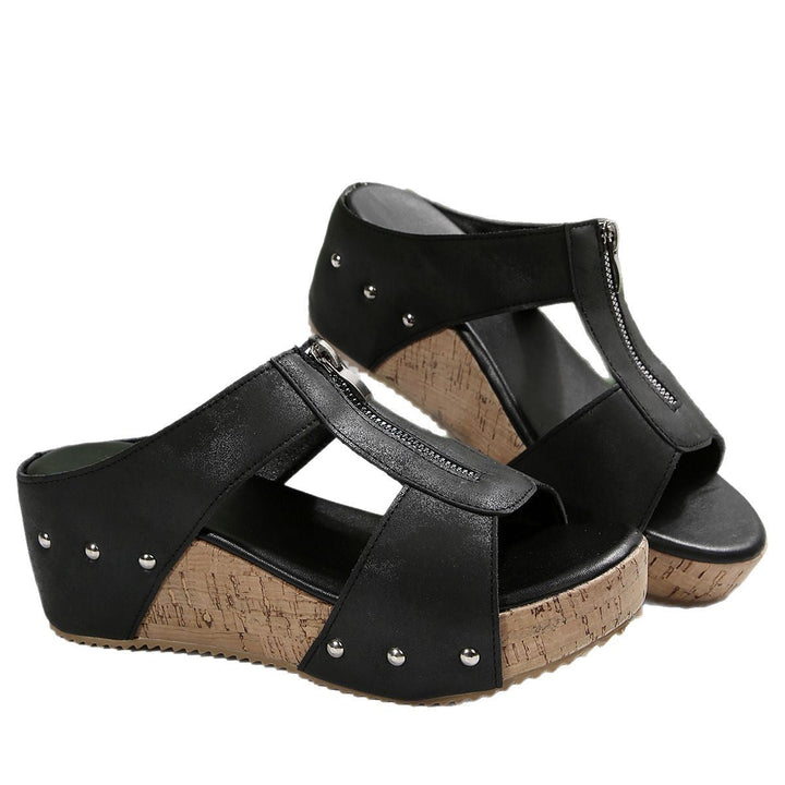 Damen Ortho-Sandalen mit Keilabsatz und offener Spitze