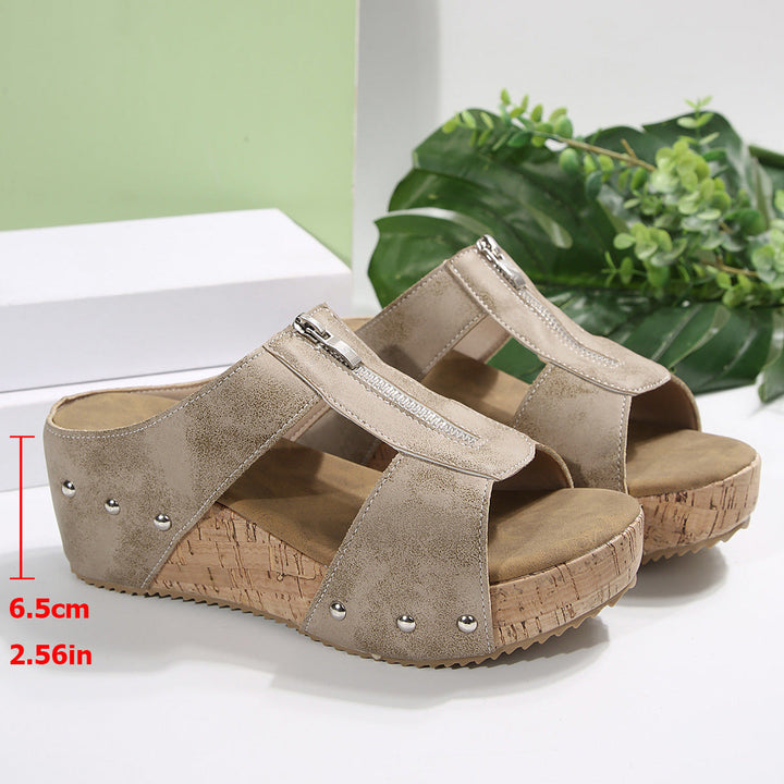 Damen Ortho-Sandalen mit Keilabsatz und offener Spitze
